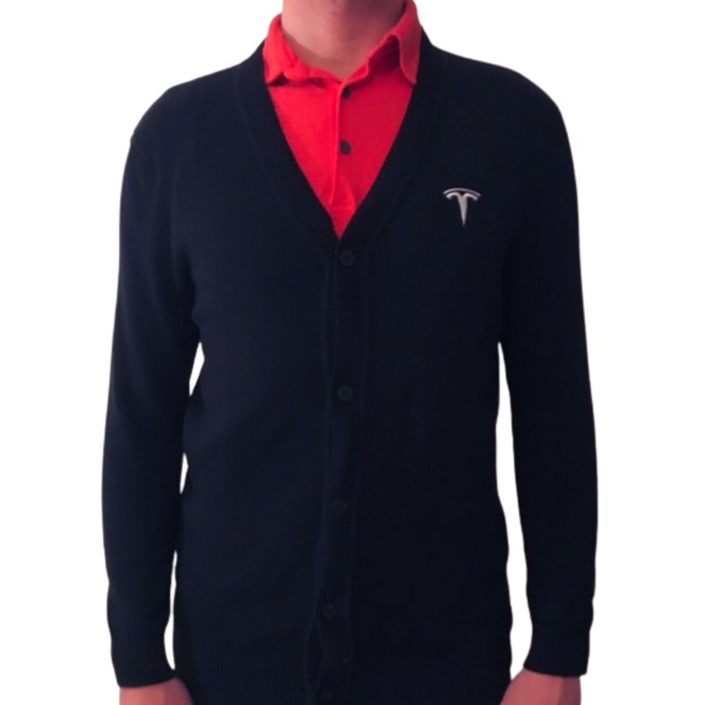 Tesla Authentic NEW Women's V-Neck Cardigan XL Black Knit Shirt